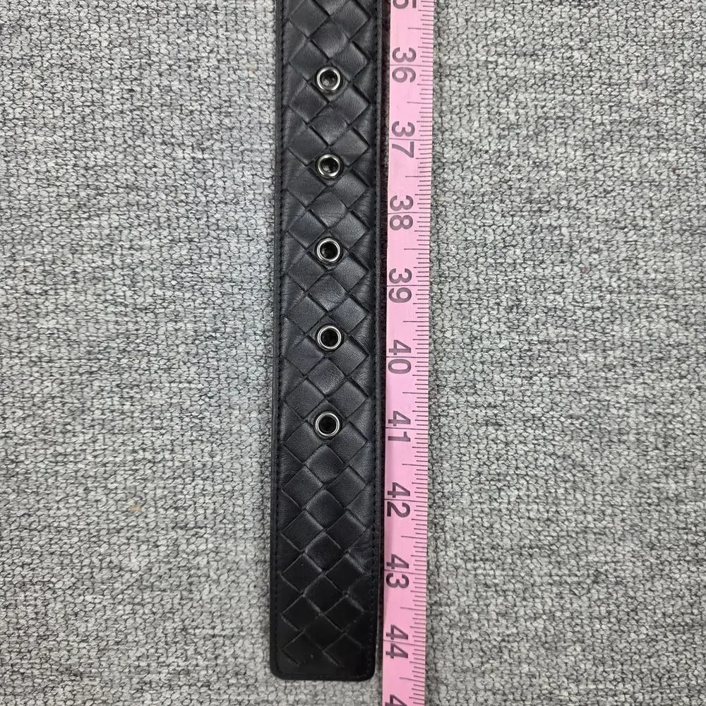 BOTTEGA VENETA INTRECCIATO LEATHER BELT – 100 CM / 40 IN – BLACK – MADE IN ITALY
